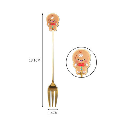 Nova božićna žlica od nehrđajućeg čelika Žlica za sladoled za desert Crtić Djed Božićnjak Čovječuljak medenjak Vilica za voće Party Žlica za miješanje kave