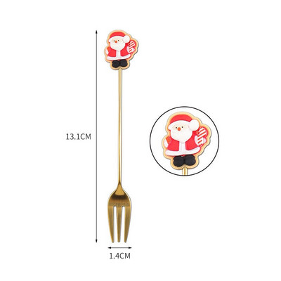 Nova božićna žlica od nehrđajućeg čelika Žlica za sladoled za desert Crtić Djed Božićnjak Čovječuljak medenjak Vilica za voće Party Žlica za miješanje kave