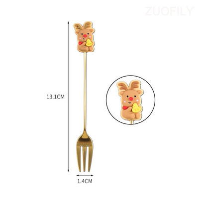 Nova božićna žlica od nehrđajućeg čelika Žlica za sladoled za desert Crtić Djed Božićnjak Čovječuljak medenjak Vilica za voće Party Žlica za miješanje kave