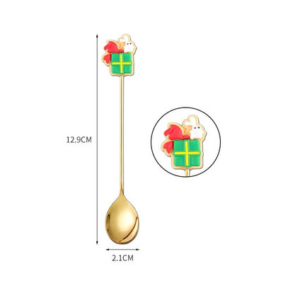 Nova božićna žlica od nehrđajućeg čelika Žlica za sladoled za desert Crtić Djed Božićnjak Čovječuljak medenjak Vilica za voće Party Žlica za miješanje kave