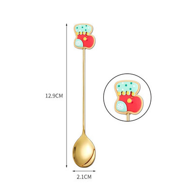 Nova božićna žlica od nehrđajućeg čelika Žlica za sladoled za desert Crtić Djed Božićnjak Čovječuljak medenjak Vilica za voće Party Žlica za miješanje kave