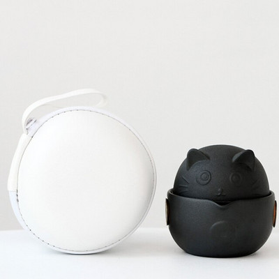 Maneki Neko Lucky Cat Design Keramický čaj na jednu šálku s 2 šálkami Cestovná čajová súprava s cestovnou taškou Darčekový riad
