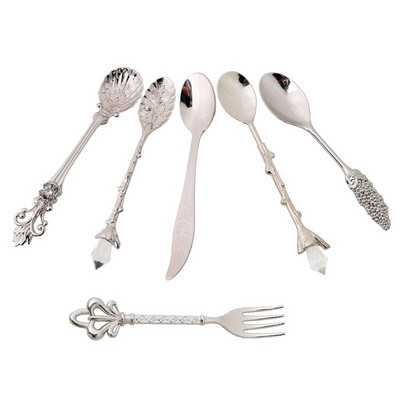 6 buc./set Europa tip palat antic, epocă, costisitoare, lingură de cafea, lingură, set de veselă Utensilios de cozinha criativo