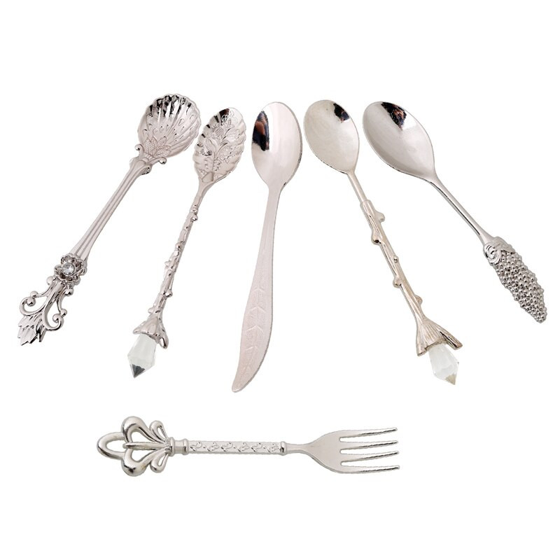 6 buc./set Europa tip palat antic, epocă, costisitoare, lingură de cafea, lingură, set de veselă Utensilios de cozinha criativo