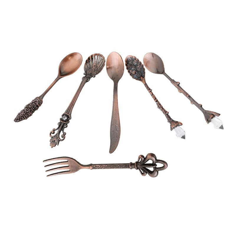 6 buc./set Europa tip palat antic, epocă, costisitoare, lingură de cafea, lingură, set de veselă Utensilios de cozinha criativo