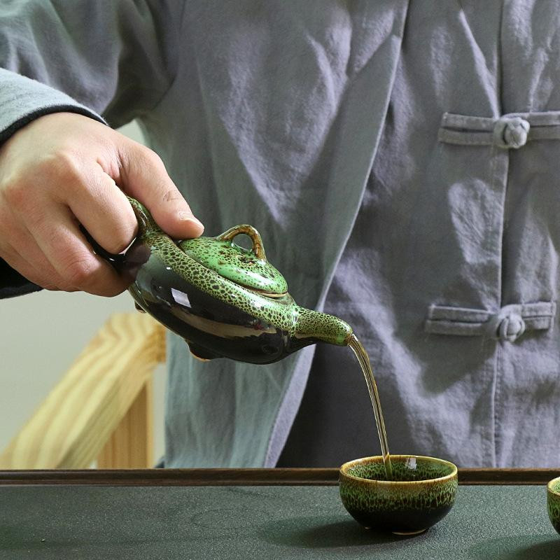 7Ps Čínska čajová súprava Kung Fu Keramická glazúrovaná kanvica na čaj Porcelánová súprava na čaj Prenosné šálky čaju na čajový obrad Súpravy čajového riadu Darček pre priateľa