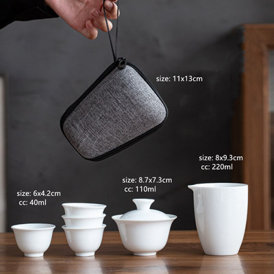 Putni prijenosni setovi za čaj od bijelog porculana, keramički set šalica za šalicu Gaiwan, brzi set šalica, kućni čajnik i set šalica, kinesko posuđe za čaj