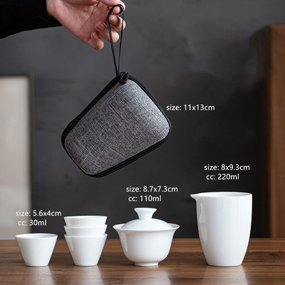 Putni prijenosni setovi za čaj od bijelog porculana, keramički set šalica za šalicu Gaiwan, brzi set šalica, kućni čajnik i set šalica, kinesko posuđe za čaj