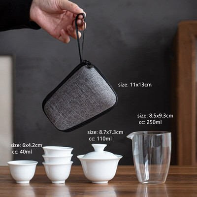 Putni prijenosni setovi za čaj od bijelog porculana, keramički set šalica za šalicu Gaiwan, brzi set šalica, kućni čajnik i set šalica, kinesko posuđe za čaj