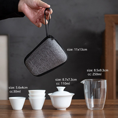 Putni prijenosni setovi za čaj od bijelog porculana, keramički set šalica za šalicu Gaiwan, brzi set šalica, kućni čajnik i set šalica, kinesko posuđe za čaj