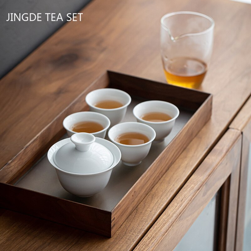 Putni prijenosni setovi za čaj od bijelog porculana, keramički set šalica za šalicu Gaiwan, brzi set šalica, kućni čajnik i set šalica, kinesko posuđe za čaj