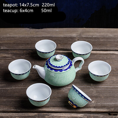 Antik kék-fehér porcelán teáskanna készlet Háztartási kerámia szűrős teafőző Kínai teáskanna és csésze készlet teásedény Ajándékok