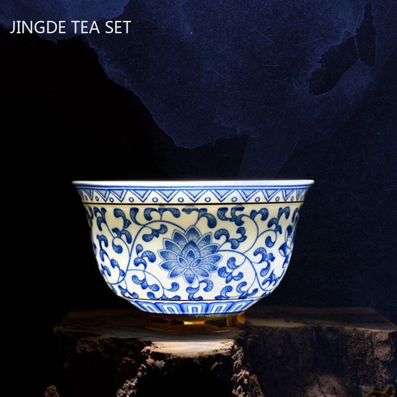 Antik kék-fehér porcelán teáskanna készlet Háztartási kerámia szűrős teafőző Kínai teáskanna és csésze készlet teásedény Ajándékok