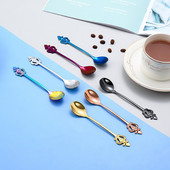 6 ks Korunkové kávové lyžičky Kreatívne nerezové kávové lyžičky Malé odmerky Príslušenstvo Cucharas para cafe Zlato-modrá miešacia tyčinka