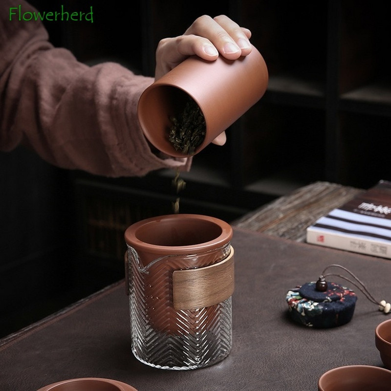 Lila agyag kerámia kung fu teáskészlet teáskanna és csésze készlet egy edény Négy csésze hordozható utazási üveg teáskészlet