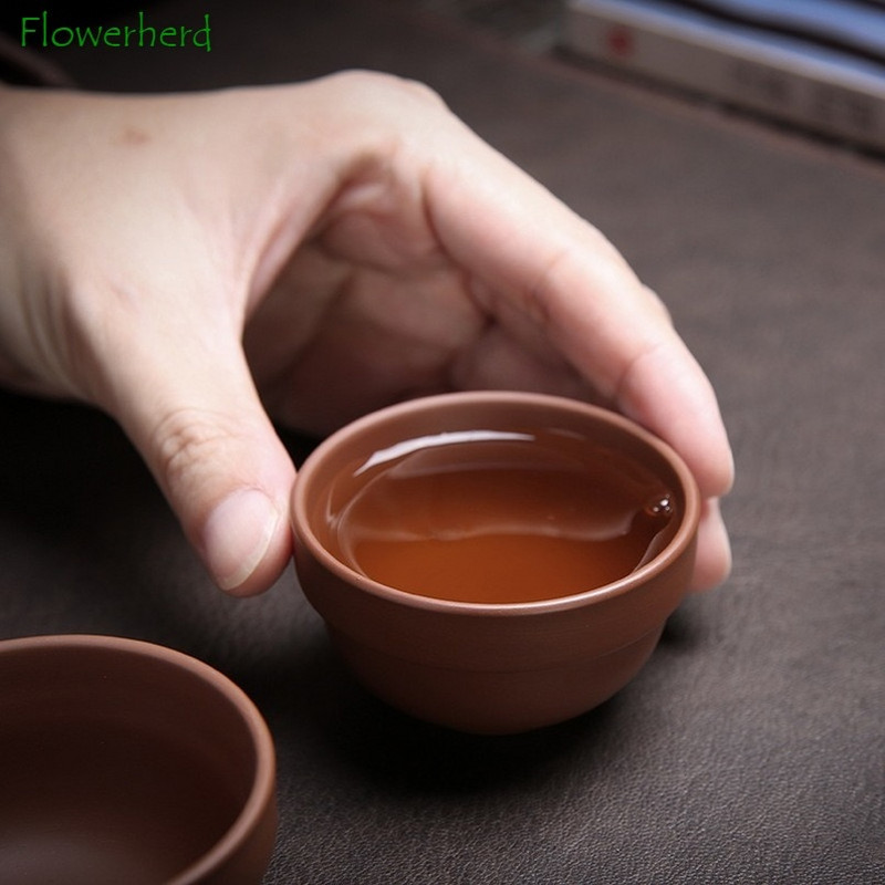 Lila agyag kerámia kung fu teáskészlet teáskanna és csésze készlet egy edény Négy csésze hordozható utazási üveg teáskészlet