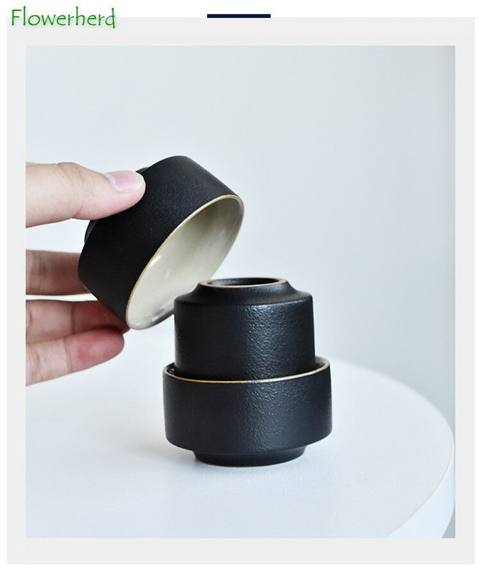 Putni keramički Kung Fu set za čaj Posuđe za čaj od crne keramike Prijenosni set za čaj i šalicu Kineski set za čaj Jedan lonac Dvije šalice Set za čaj