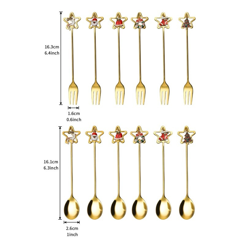 Nerūdijančio plieno kalėdinis šaukštas šakutė pyragas kava desertas arbata ledai maišymo šaukštas mielas animacinis arbatinis šaukštelis indai