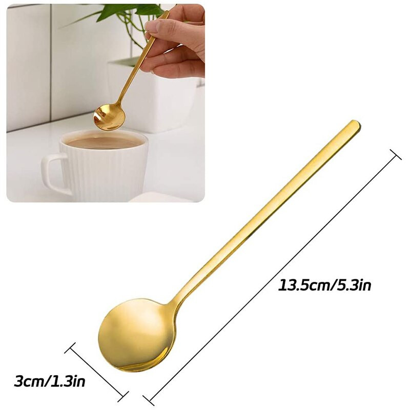 8 csomag, aranyozott rozsdamentes acél kávéskanál, mini teáskanál kávés cukorhoz desszert torta fagylalt