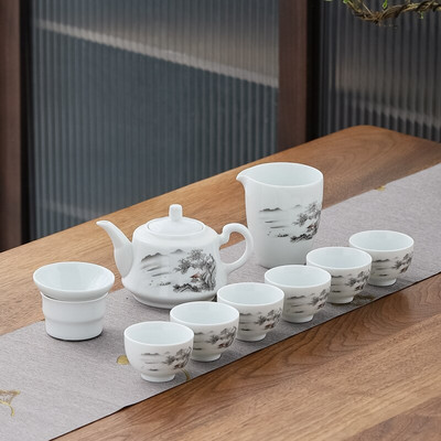 10 vnt./rinkinys Išskirtiniai keraminiai arbatos rinkiniai Rankų darbo arbatos puodo ir puodelio rinkinys Namų porcelianinis arbatinukas Gaiwan Office Boutique arbatos indai