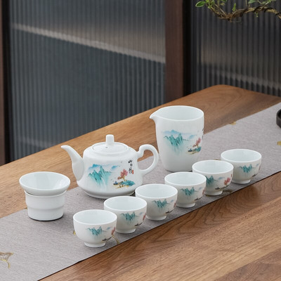 10 vnt./rinkinys Išskirtiniai keraminiai arbatos rinkiniai Rankų darbo arbatos puodo ir puodelio rinkinys Namų porcelianinis arbatinukas Gaiwan Office Boutique arbatos indai