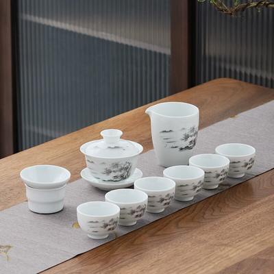 10 vnt./rinkinys Išskirtiniai keraminiai arbatos rinkiniai Rankų darbo arbatos puodo ir puodelio rinkinys Namų porcelianinis arbatinukas Gaiwan Office Boutique arbatos indai