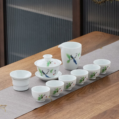 10 vnt./rinkinys Išskirtiniai keraminiai arbatos rinkiniai Rankų darbo arbatos puodo ir puodelio rinkinys Namų porcelianinis arbatinukas Gaiwan Office Boutique arbatos indai