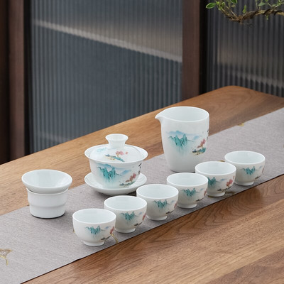 10 vnt./rinkinys Išskirtiniai keraminiai arbatos rinkiniai Rankų darbo arbatos puodo ir puodelio rinkinys Namų porcelianinis arbatinukas Gaiwan Office Boutique arbatos indai