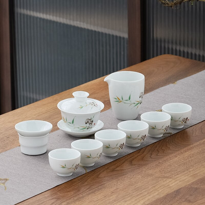 10 vnt./rinkinys Išskirtiniai keraminiai arbatos rinkiniai Rankų darbo arbatos puodo ir puodelio rinkinys Namų porcelianinis arbatinukas Gaiwan Office Boutique arbatos indai