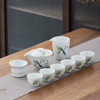 10 vnt./rinkinys Išskirtiniai keraminiai arbatos rinkiniai Rankų darbo arbatos puodo ir puodelio rinkinys Namų porcelianinis arbatinukas Gaiwan Office Boutique arbatos indai