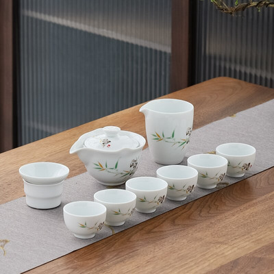 10 vnt./rinkinys Išskirtiniai keraminiai arbatos rinkiniai Rankų darbo arbatos puodo ir puodelio rinkinys Namų porcelianinis arbatinukas Gaiwan Office Boutique arbatos indai