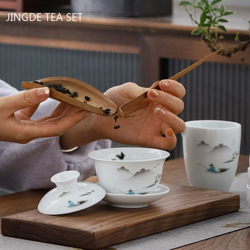 10 vnt./rinkinys Išskirtiniai keraminiai arbatos rinkiniai Rankų darbo arbatos puodo ir puodelio rinkinys Namų porcelianinis arbatinukas Gaiwan Office Boutique arbatos indai