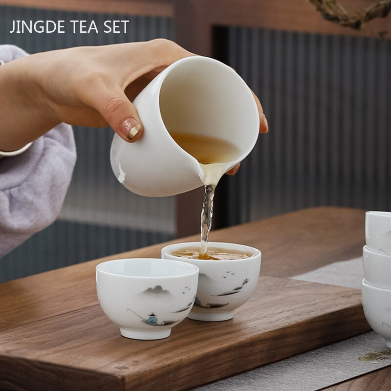 10 vnt./rinkinys Išskirtiniai keraminiai arbatos rinkiniai Rankų darbo arbatos puodo ir puodelio rinkinys Namų porcelianinis arbatinukas Gaiwan Office Boutique arbatos indai