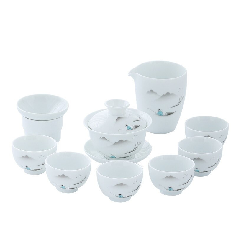 10 vnt./rinkinys Išskirtiniai keraminiai arbatos rinkiniai Rankų darbo arbatos puodo ir puodelio rinkinys Namų porcelianinis arbatinukas Gaiwan Office Boutique arbatos indai