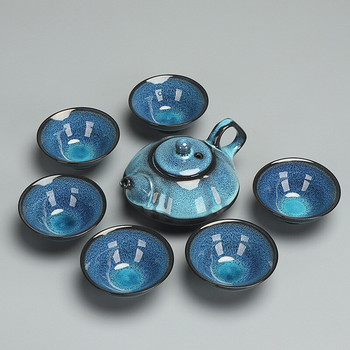 Kiln Glaze Pottery Teaware Set Kungfu Gift Ceramic Teapot Чаша за чай Керамика за подарък Лилав пясък Пътуващ комплект за чай Саксия с чаша