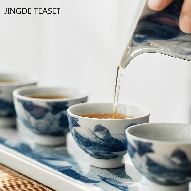 2 vnt./stal. Jingdezhen Ice Crack Keraminis arbatos puodelis Rankomis dažytas arbatos dubuo Kiniškas retro vieno puodelis Master Arbatos puodeliai Arbatos indų priedai