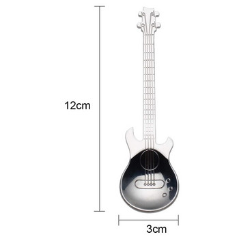Κουτάλια καφέ κιθάρας 6 συσκευασιών Δημιουργικά χαριτωμένα κουτάλια από ανοξείδωτο ατσάλι Κουτάλια του γλυκού κουτάλι ανάδευσης σε σχήμα κιθάρας (ασημί) λιανική