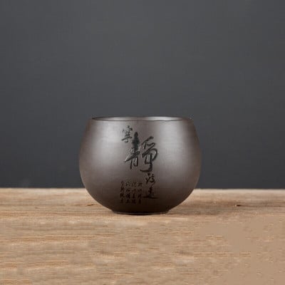 4 db/tétel Kínai lila agyag teáscsésze Kézzel készített teástál Mester csésze Személyes egypohár italos edények Személyre szabott teáskészlet tartozékok