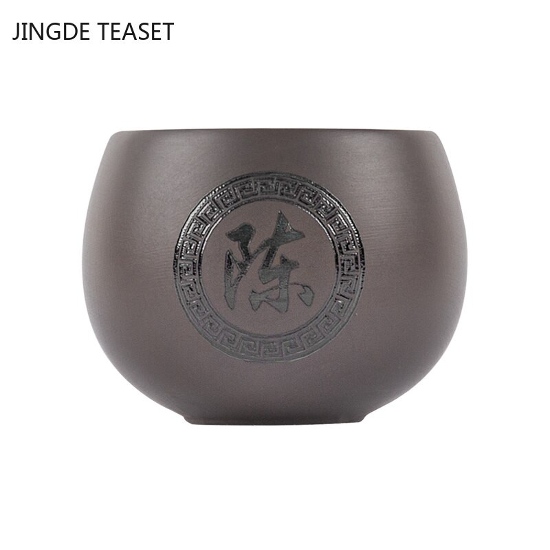 4 db/tétel Kínai lila agyag teáscsésze Kézzel készített teástál Mester csésze Személyes egypohár italos edények Személyre szabott teáskészlet tartozékok