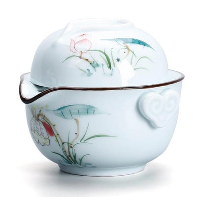 Nebesky modrá čínska vzorovaná keramická čajová súprava Kung Fu čajová súprava porcelánová šálka čajníka prenosná čajová miska riad príslušenstvo riad na pitie