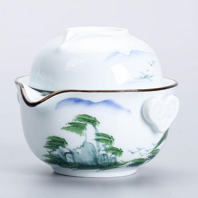 Nebesky modrá čínska vzorovaná keramická čajová súprava Kung Fu čajová súprava porcelánová šálka čajníka prenosná čajová miska riad príslušenstvo riad na pitie
