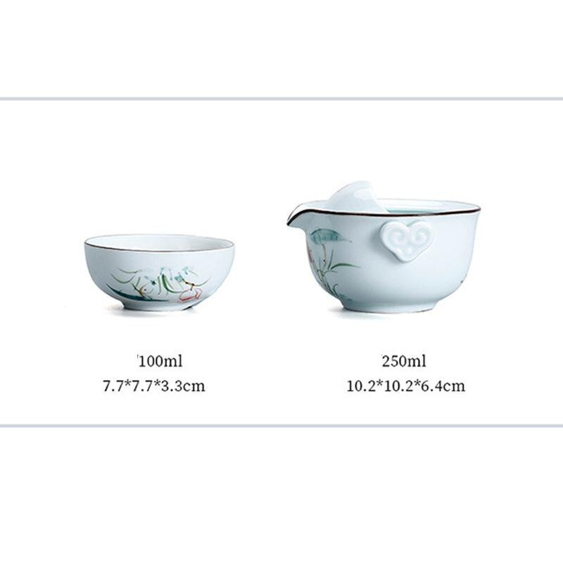 Nebesky modrá čínska vzorovaná keramická čajová súprava Kung Fu čajová súprava porcelánová šálka čajníka prenosná čajová miska riad príslušenstvo riad na pitie