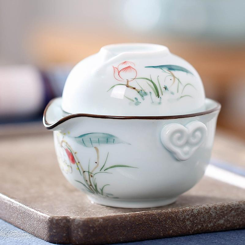 Nebesky modrá čínska vzorovaná keramická čajová súprava Kung Fu čajová súprava porcelánová šálka čajníka prenosná čajová miska riad príslušenstvo riad na pitie