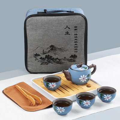 Prijenosni keramički set posuđa za čaj Kineski kung fu čajnik Čajnik Putnički pribor za čaj s vrećicom Čajni pribor Gaiwan Čaj Šalice čaja Ceremonija