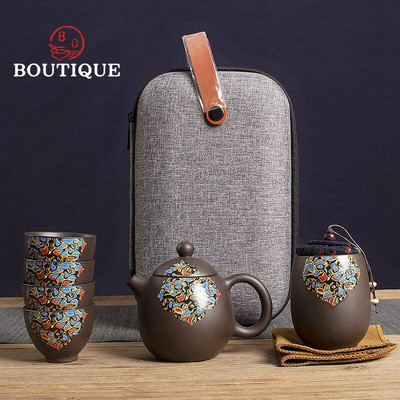 Set de ceai de călătorie din argilă violetă, ceainic Yixing, ceainic, ceai, infuzor de ceai, infuzor chinezesc, ceremonie de ceai, portabil, în aer liber/acasa.