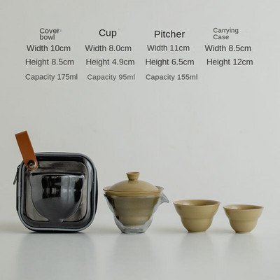 Jingdezhen Ding Ware žltá priehľadná taška cestovná čajová súprava Quick Cup keramická ručne vyrobená retro kung-fu čajová súprava jedna kanvica dve šálky