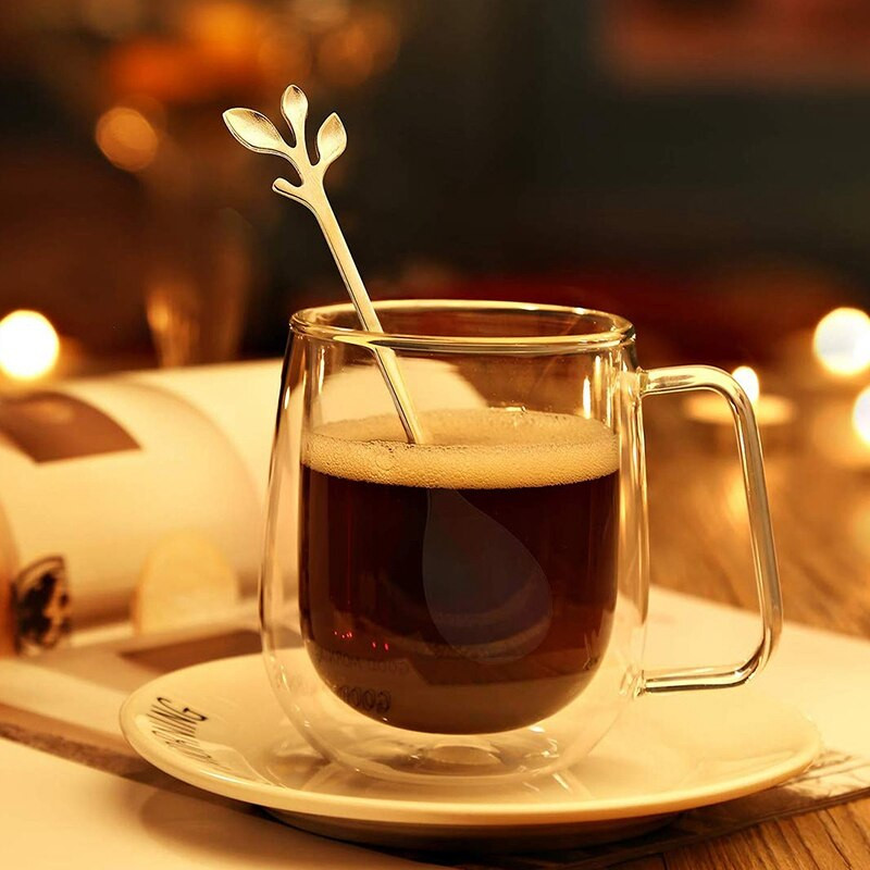 Lyžičky na miešanie zmrzliny a čaju, retro dezertné lyžičky na demitasse, espresso lyžičky, príbory, kuchynský riad, 1 sada 8 kusov
