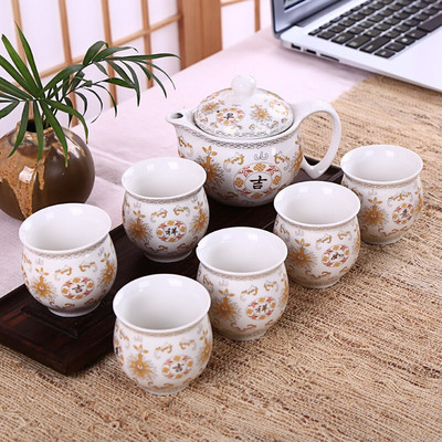 Ķīniešu keramikas tējas komplekts Kung Fu porcelāna tējas krūzes katla komplekts Dragon Tējkanna tējkanna Kungfu teaset Puer Oolong tējas ceremonijas tējas trauki