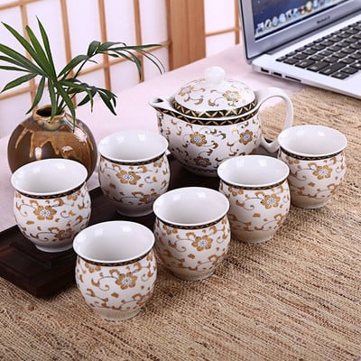 Čínska keramická čajová súprava Kung Fu porcelánová čajová šálka sada kanvíc Dračí čajník šálka Kungfu čajová súprava Puer Oolong čajový riad