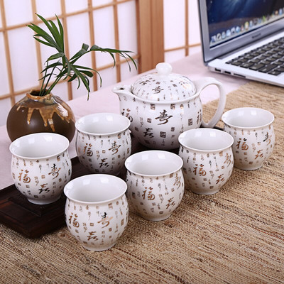 Čínska keramická čajová súprava Kung Fu porcelánová čajová šálka sada kanvíc Dračí čajník šálka Kungfu čajová súprava Puer Oolong čajový riad
